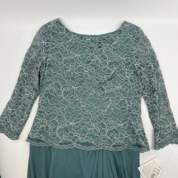Alex Evenings Seafoam Green Lace Overlay Maxi Dress | Elegant Formal Attire - Picture 8 of 8